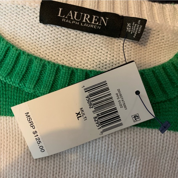Lauren Ralph Lauren RL67 Striped Knit Sweater Size XL NET - Picture 5 of 6